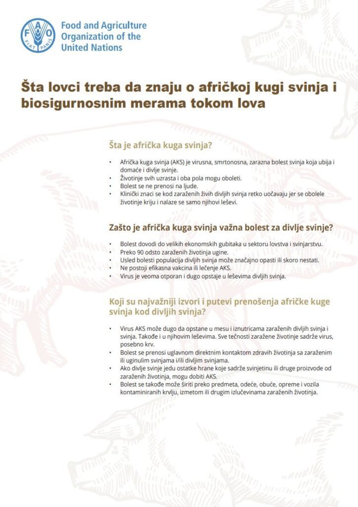 What hunters need to know about African swine fever and biosecurity measures during hunting serbian